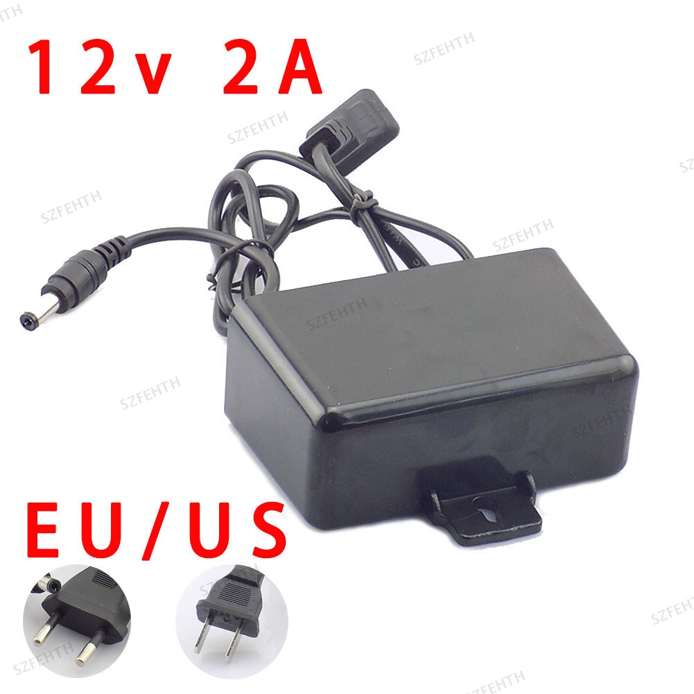 อะแดปเตอร์ชาร์จพาวเวอร์ซัพพลาย AC DC 12V 2A 2000ma 100-240V ปลั๊ก EU กันน้ํา สําหรับกล้องวงจรปิด แถบไฟ LED E14 FTH