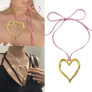 Jlove สร้อยคอโซ่ จี้รูปหัวใจ ขนาดใหญ่ ปรับขนาดได้