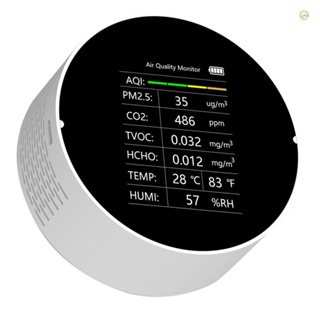 Tomobetter เครื่องตรวจจับคุณภาพอากาศ 7 In 1 PM2.5 TVOC CO2 HCHO อุณหภูมิความชื้น AQI อเนกประสงค์ สําหรับบ้าน สํานักงาน รถยนต์