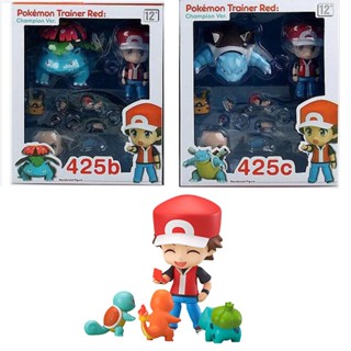 โมเดลฟิกเกอร์ Nendoroid Pokemon Red 425 425b 425c Bulbasaur Squirtle Charmander ขนาด 10 ซม. ข้อต่อขยับได้ ของเล่นสําหรับเด็ก