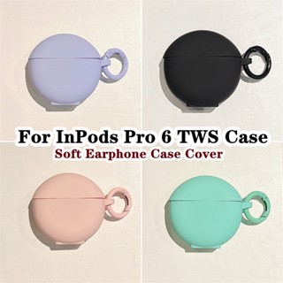 【คุณภาพสูง】เคสหูฟัง แบบนิ่ม สีพื้น สีชมพู และสีฟ้า สําหรับ InPods Pro 6 TWS Pro6