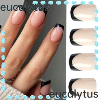 Eucalytus1 เล็บปลอม ถอดออกได้ DIY สไตล์ฝรั่งเศส 24 ชิ้น