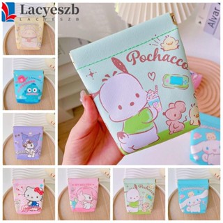 Lacyeszb Kuromi กระเป๋าสตางค์ กระเป๋าใส่เหรียญ ปิดอัตโนมัติ ลายสัตว์ Cinnamoroll Melody Kt Cat Girl