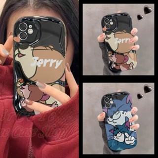 เคส iPhone 14 13 12 11 Pro Max X XR XS Max 8 7 6 6S Plus SE 2020 iPhone14 iPhone13 iPhone12 iPhone11 iPhoneX iPhoneXR iPhoneXS iPhone8 8Plus iPhone7 7Plus 3D Relief Frame Cat Mouse Soft Black Case