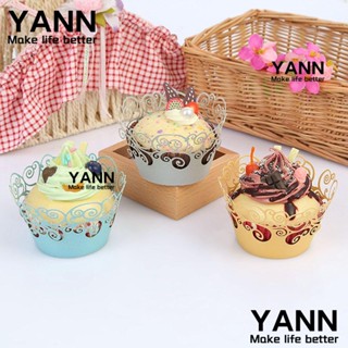 Yann1 กระดาษห่อคัพเค้ก มัฟฟิน เถาวัลย์น้อย ลูกไม้ เครื่องมืองานปาร์ตี้ 12 ชิ้น