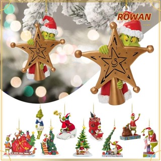 Rowans เครื่องประดับแขวนต้นคริสต์มาส รูปดาว สีเขียว แฟชั่น 2 ชิ้น