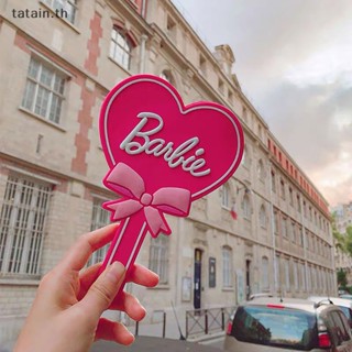 Tatain Barbie กระจกแต่งหน้า แบบมือถือ รูปหัวใจ สีชมพู สําหรับตุ๊กตาบาร์บี้