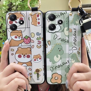 Fashion Design Phone Holder Phone Case For Redmi Note12R Soft case Back Cover Kickstand Wrist Strap Silicone Cartoon Cute