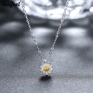 Seafeel SILVERHOO สร้อยคอเงิน 925 จี้รูปดอกเบญจมาศ ขนาดเล็ก สําหรับผู้หญิง