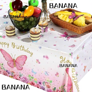 Banana1 ผ้าปูโต๊ะพลาสติก ทรงสี่เหลี่ยมผืนผ้า ลายผีเสื้อ กันน้ํา ใช้แล้วทิ้ง 108x54 นิ้ว สําหรับตกแต่งปาร์ตี้ 3 แพ็ก