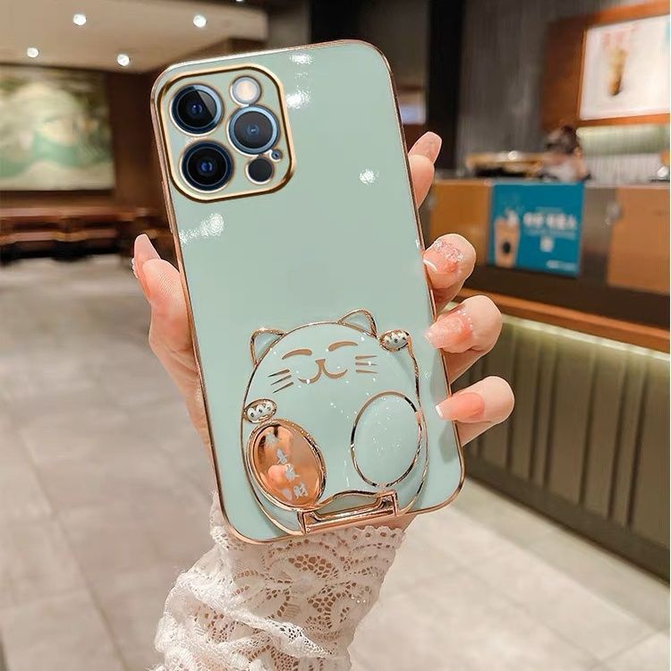 เคสโทรศัพท์มือถือ ซิลิโคนนุ่ม ลายแมวนําโชค 3D พร้อมขาตั้ง หรูหรา สําหรับ OPPO A58 4G A78 4G A96 A36 4G A74 4G A16 A94 F19 Pro F11 Pro A7X F19 Pro Reno 5F
