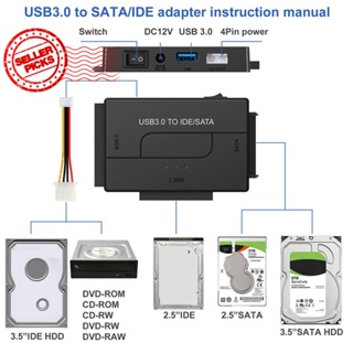 อะแดปเตอร์แปลงสายเคเบิลฮาร์ดดิสก์ไดรฟ์ USB3.0 เป็น SATA IDE 2.5 3.5 F9A4