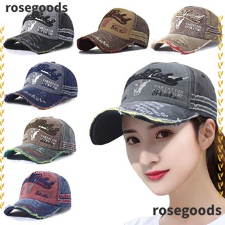 Rosegoods1 หมวกเบสบอลแฟชั่น ปักลาย ปรับได้