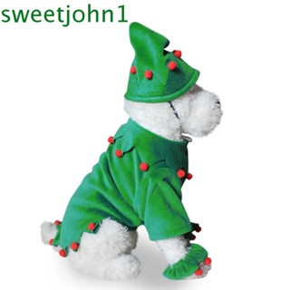 Sweetjohn เสื้อคลุมคอสเพลย์ แขนหมวก และขา ผ้าโพลีเอสเตอร์ แบบนิ่ม สีเขียว สําหรับสัตว์เลี้ยง แมว