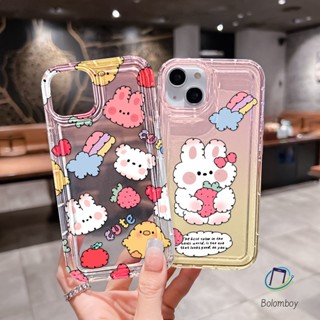 คู่เคสโทรศัพท์โปร่งใสสำหรับ Iphone 11 12 13 14 15 Pro Max XR X XS 7 6 8 Plus SE กระต่ายสีชมพู อ่อนนุ่มกันกระแทกเปลือก