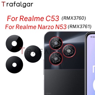 ฝาครอบเลนส์กล้องด้านหลัง พร้อมสติกเกอร์กาว แบบเปลี่ยน สําหรับ Realme C53 Narzo N53 RMX3760 RMX3761