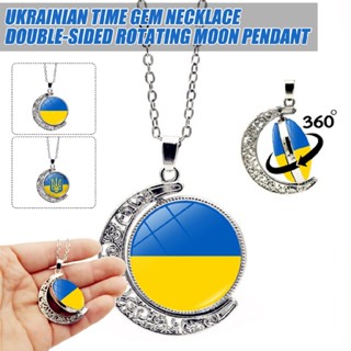 New Ukraine time gemstone necklace womens Double-sided Rotating Moon Pendant