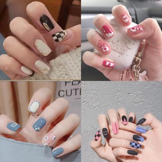 Spot second hair# nail stickers online red White nail stickers Jelly Glue nail patch diamond detachable wear fake nail patch 8.cc