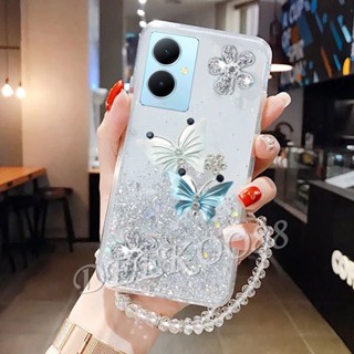 เคสโทรศัพท์มือถือ ลายผีเสื้อบินน่ารัก พร้อมสายคล้องมือ สําหรับ VIVO Y27 Y36 Y78 Y02T Y02A 5G 4G 2023 VIVOY27 VIVOY36 VIVOY78