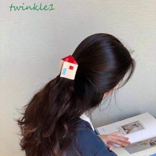 Twinkle1 กิ๊บติดผมอะซิเตท ทรงเรขาคณิต ลายทาง ขนาดใหญ่ น่ารัก สําหรับล้างหน้า