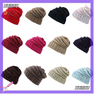 Hs Beanies หมวกบีนนี่ ผ้าถัก สีพื้น สไตล์ฮิปฮอป ลําลอง อบอุ่น สําหรับผู้ชาย