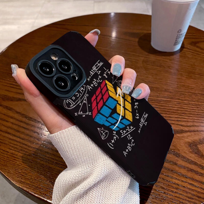 ใหม่ เคสโทรศัพท์มือถือนิ่ม กันตก ลายลูกบาศก์ สีดํา สําหรับ IPhone11 12 Pro Max X XR XS Max IPhone 7 Plus 8 Plus IPhone 13 14 Pro Max