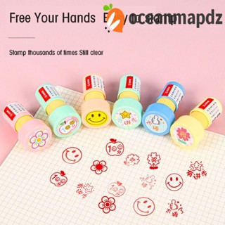 Oceanmapdz แสตมป์พลาสติก ทรงกลม ลายการ์ตูน อเนกประสงค์ DIY สําหรับนักเรียนอนุบาล