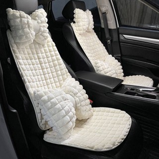 Car Cushion Winter Plush Plaid Black and White Plush Warm High-End inside the Car Seat Cushion Seat Cushion Cushion LD2W