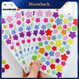 &lt;moonback&gt; สติกเกอร์ ทรงกลม ลายดอกไม้ ดาว หัวใจ ไม่ทิ้งรอย สําหรับตกแต่งสมุดทํามือ DIY 6 แผ่น