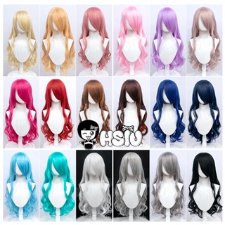 Misscoo วิกผมคอสเพลย์ ลอนยาว 75 ซม. สีชมพู สีฟ้า สีม่วง ทนความร้อน สําหรับปาร์ตี้โลลิต้า