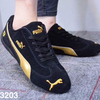 P PM Ferrari รองเท้ากีฬา รองเท้าวิ่ง หนังวัวแท้ ข้อสั้น สไตล์วินเทจ สําหรับผู้ชาย คู่รัก