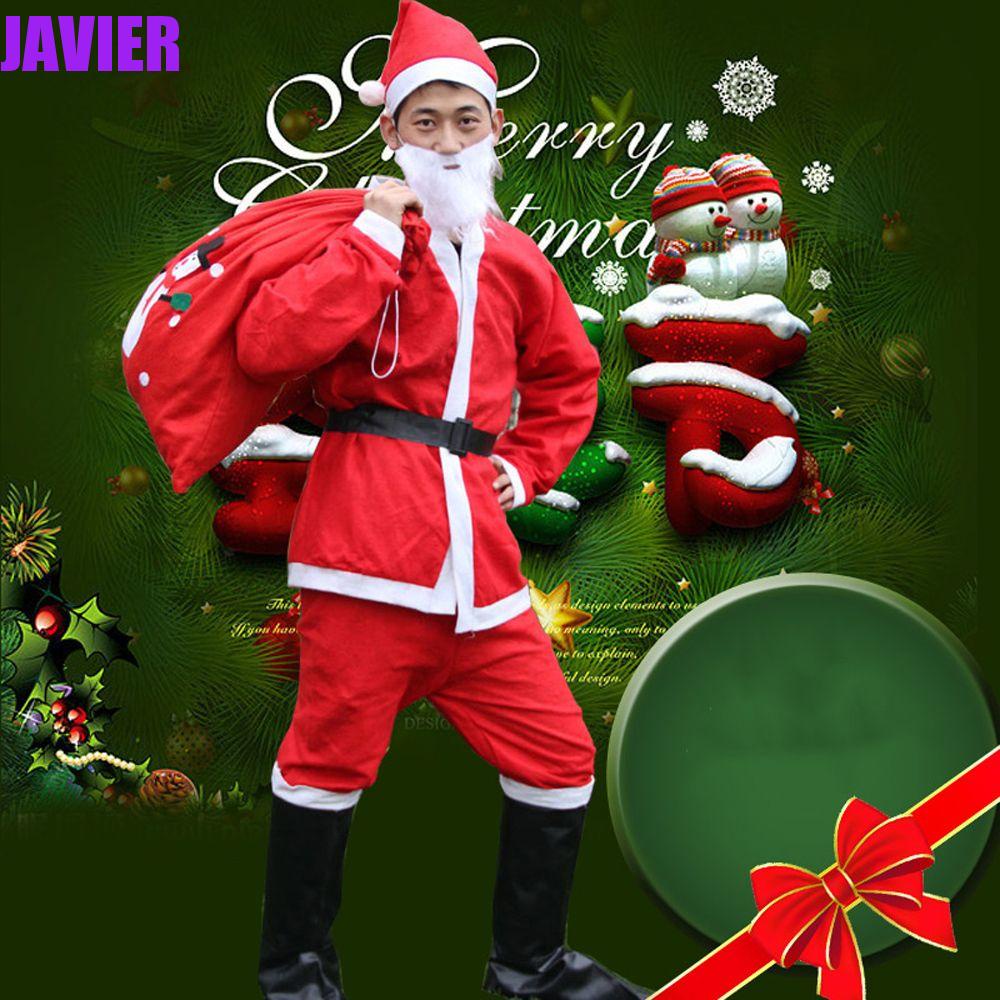 Javier เครื่องแต่งกายคอสเพลย์ชุดซานตาคลอสเข็มขัดกํามะหยี่หลากสีสําหรับผู้ใหญ่ผู้ชายสีแดงคริสต์มาส