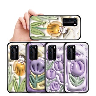 เคสโทรศัพท์มือถือกระจกนิรภัย แบบแข็ง กันกระแทก ลายดอกไม้ สําหรับ Huawei P10 Plus P10 Lite P20 P30 Pro P30 Lite P20 Pro P40