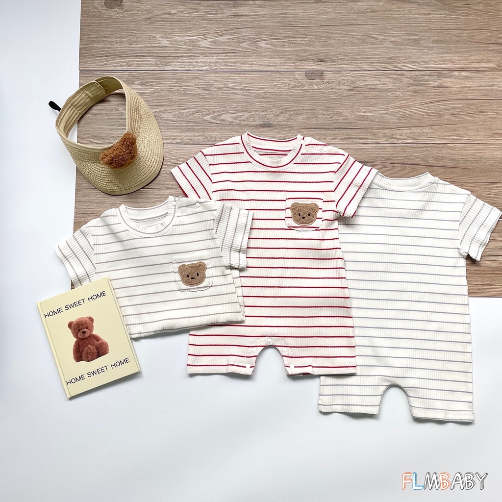 Bodysuits & Jumpsuits 137 บาท ชุดบอดี้สูทรอมเปอร์ แขนสั้น ผ้าฝ้าย ลายหมีน่ารัก สําหรับเด็กทารก อายุ 0-2 ปี Baby & Kids Fashion