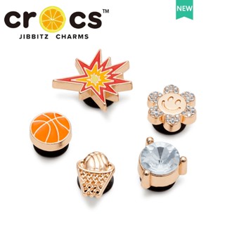 Crocs jibbitz charms กระดุมโลหะ คุณภาพสูง สําหรับตกแต่งรองเท้าบาสเก็ตบอล