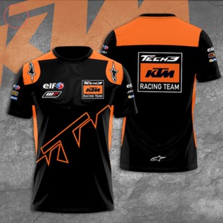 เสื้อยืด ระบายอากาศ พิมพ์ลายทีมแข่งรถ 3 มิติ Tech3 KTM 2023