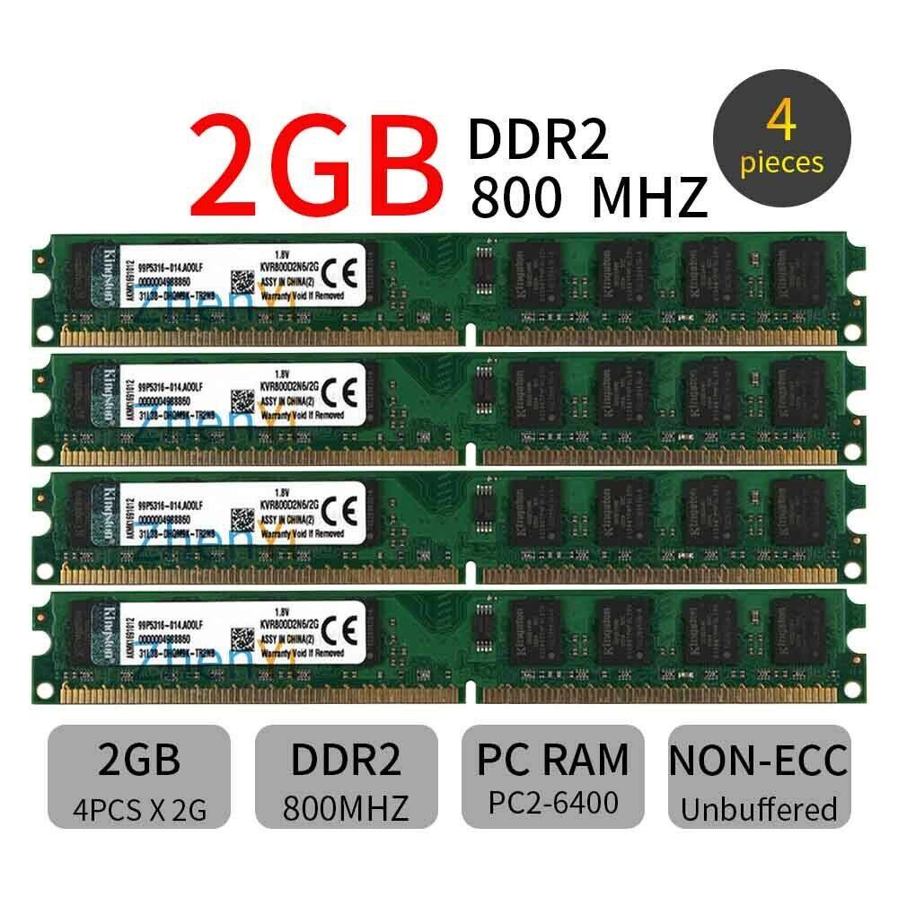 หน่วยความจํา สําหรับ King ston 8GB 8G 4x 2GB PC2-6400U DIMM DDR2-800 1.8V