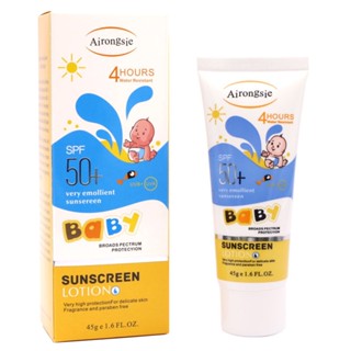 ครีมกันแดด Airongsie Sunscreen โลชั่นกันแดด ทาหน้าและผิวกาย สําหรับเด็ก SPF 50+PA+ อ่อนโยน (45 กรัม) pk DMP