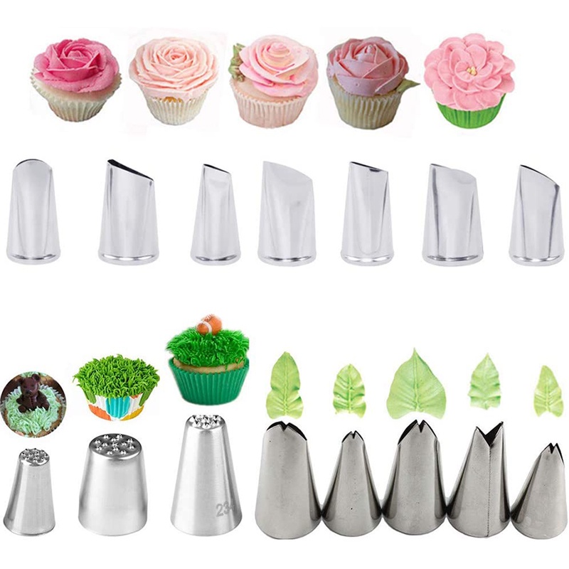 15 ชิ้น หญ้า กลีบกุหลาบ ใบไม้ หัวฉีด ท่อ เครื่องมือตกแต่งเค้ก DIY ชุดเค้ก ไอซิ่ง ท่อปลาย
