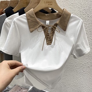 เสื้อยืดทรงโปโล แขนสั้น แบบเข้ารูป แฟชั่นใหม่ สําหรับผู้หญิง