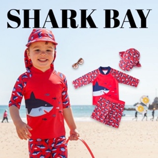 ชุดว่ายน้ำฉลาม Shark Bay กันรังสียูวี100% มาเป็นเซ็ต 3 ชิ้น เสื้อ กางเกง หมวก (SW109)