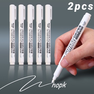 2 ชิ้น ปากกามาร์กเกอร์ สีขาว กันน้ํามัน ปากกาเจล สีขาว DIY กราฟฟิตี ร่างภาพ เครื่องเขียน เขียน อุปกรณ์การเรียน