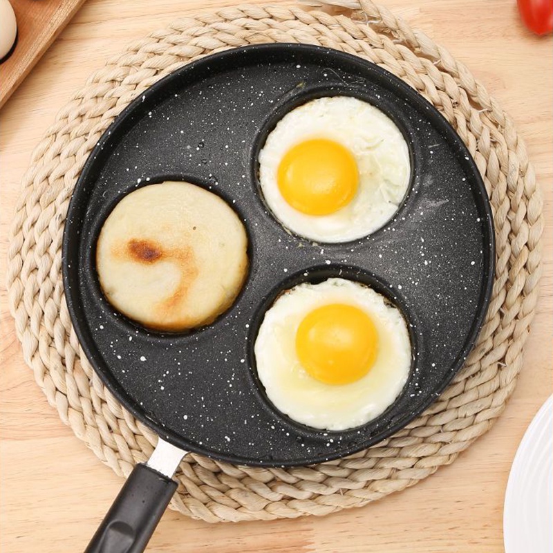 OMC กระทะเหล็กหล่อสามหลุม, กระทะไข่เจียว, กระทะอเนกประสงค์เพื่อสุขภาพนอนสติ๊ก, ไม่เคลือบผิว - รูปที่ 5