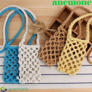 Anemone กระเป๋าใส่โทรศัพท์มือถือ ผ้าถักนิตติ้ง แฮนด์เมด ขนาดเล็ก สีพื้น สําหรับผู้หญิง