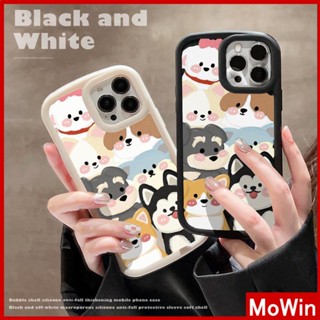 Mowin - เข้ากันได้สำหรับ เคสไอโฟน เคสไอโฟน11 เคส iphone 11 สำหรับ iPhone 14 Pro Max เคส iPhone เคส TPU นิ่มด้าน สีดำสีเบจ กันกระแทกป้องกันกล้องสัตว์น่ารักสุนัขเข้ากันได้กับ iPhone 13 Pro max 12 Pro Max 11 xr xs max 7Plus