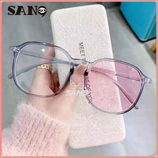 【photochromic Eyeglasses】cod (San9) ใหม่ กรอบแว่นตา PC ทรงกลม ขนาดใหญ่ สําหรับผู้หญิง