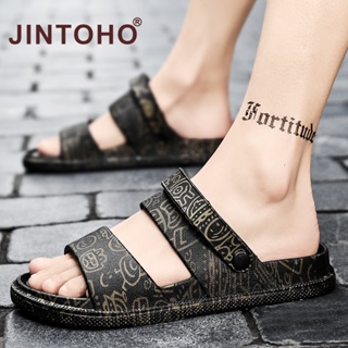 Jintoho รองเท้าแตะลําลอง ยาง ใส่สบาย กันลื่น แฟชั่นสําหรับผู้ชาย เหมาะกับการเล่นกีฬา กลางแจ้ง