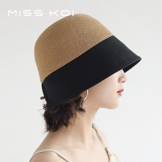 Misskoi [พร้อมส่ง] หมวกฟางปีกเล็ก กันแดด เข้ากับทุกการแต่งกาย สไตล์เกาหลี สําหรับผู้หญิง