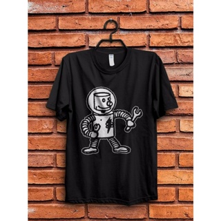 【hot sale】ใหม่ เสื้อยืดลําลอง แขนสั้น พิมพ์ลาย Zombie Astro Creep Robot Tour Concert สีขาว สําหรับผู้ชาย WQER3666