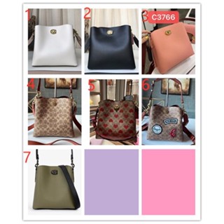 COACH c3890 c3766 c3916 c6868 c8389 Small Willow Bucket กระเป๋าถือสำหรับสุภาพสตรี/สายคู่/สองชั้น/กระเป๋าสะพายไหล่หนังวัว